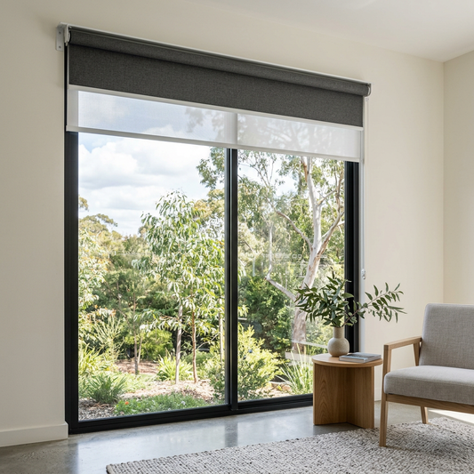Double roller blinds in a modern Australian home